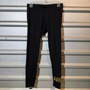 PUMA Black and Gold Leggings Sz Medium M